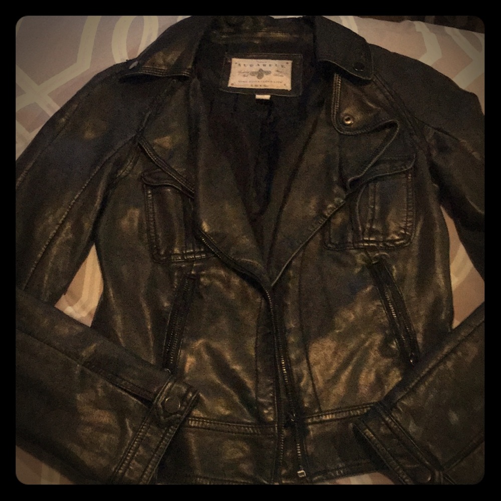 Black pleather biker jacket